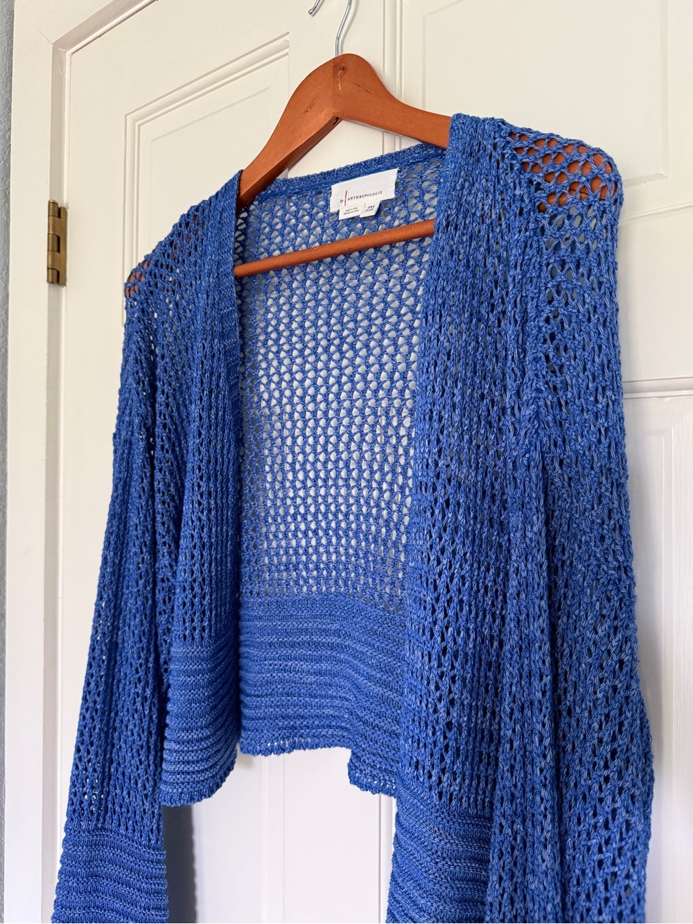 Anthropologie Open Knit Blue Cardigan Sweater